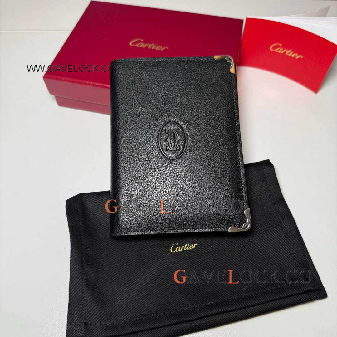 High-quality Cartier Passport Holder Black Leather